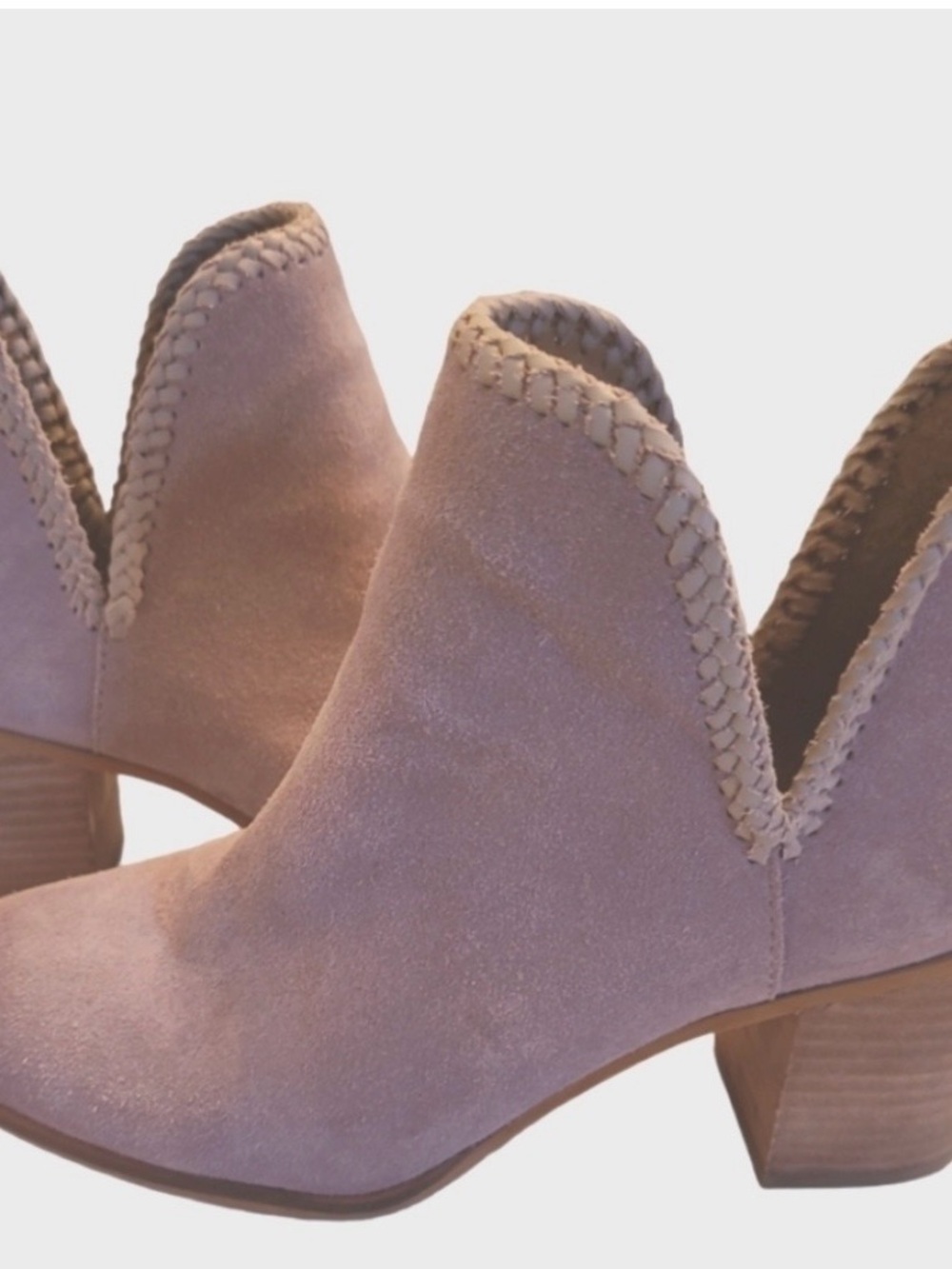 Frye Phoebe Braided Women’s Size 7M Suede Ankle Booties Lilac. Slip On Style. - Picture 5 of 10